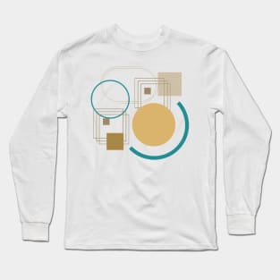 Geometric beige abstract golden mid century Long Sleeve T-Shirt